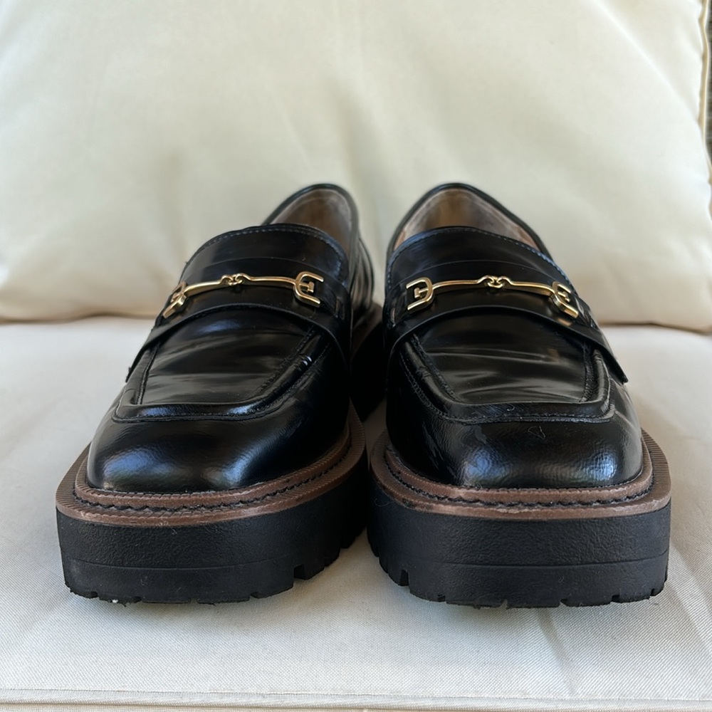 Sam Edelman Black Loafers with Gold Accent - Picture 5 of 11
